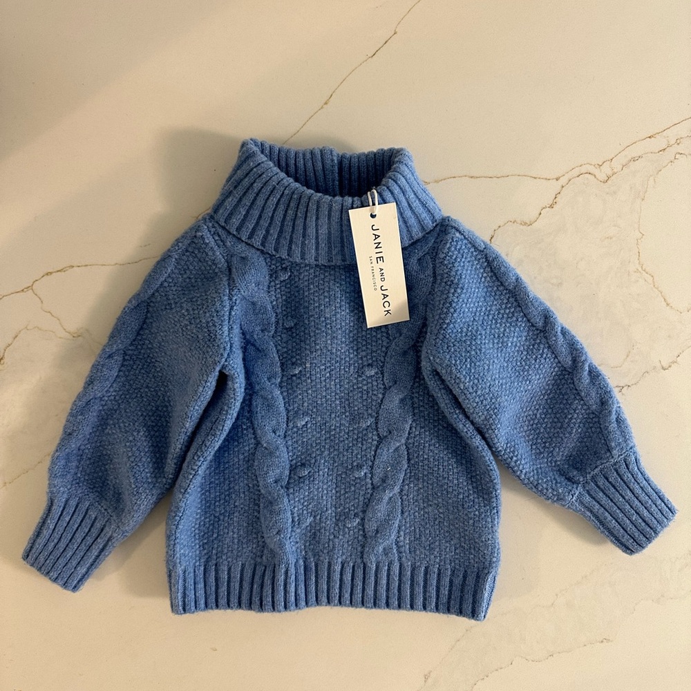 Janie and Jack Blue Cable Knit Turtleneck